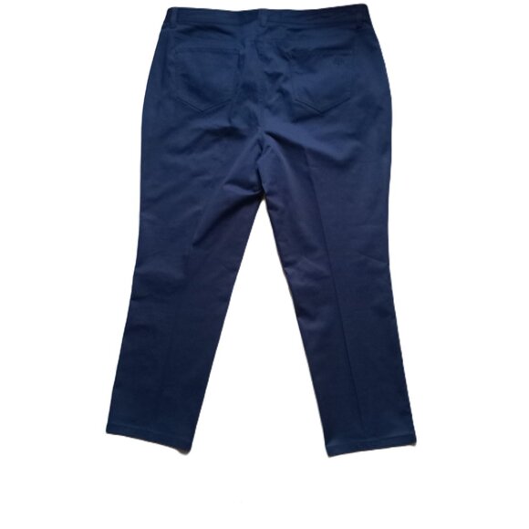 Brooks Brothers Women's Hi Rise Blue Ankle Crop Pants Straight Leg Plus Size 16 - Picture 9 of 10